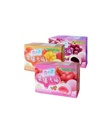 Yuki & Love Mochi Assorted Flavour (Strawberry + Grape + Mango) Daifuku by CNMART