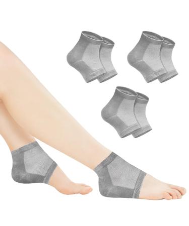 3 Pairs Set Special Care Heel Socks: Moisturizing Crack Treating Toeless for Female Feet (Grey)