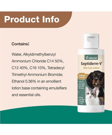 NaturVet Septiderm-V Skin Care Lotion for Dogs & Cats - Pet Health Supplement for Dermatitis, Allergies, Hot Spots, Rashes - 4 Oz - Buy Online on SooperMarket.com