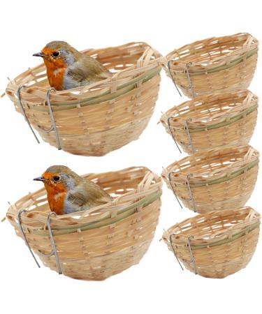 Obelunrp Bird Nest for Wildbird 6pcs 3.9inch Bamboo Woven Nesting Boxes for Wild Birds Hatching Breeding Cave for Parrot Canary or Cockatiel - Buy Online on SooperMarket.com