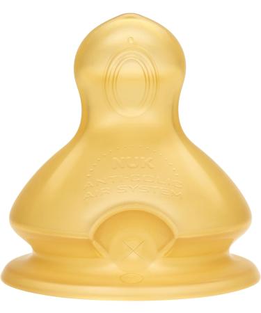 NUK First Choice+ Latex Baby Bottle Teat 6-18 Months - Large Feed Hole Anti-Colic, 2-Pack Yellow - Buy Online on SooperMarket.com