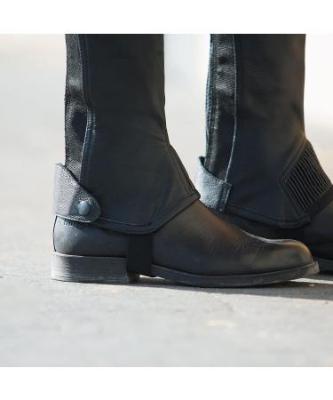 Horze Kids Leather Half Chaps - Elastic Black Small | Lightweight Equestrian Gear - Buy Online on SooperMarket.com