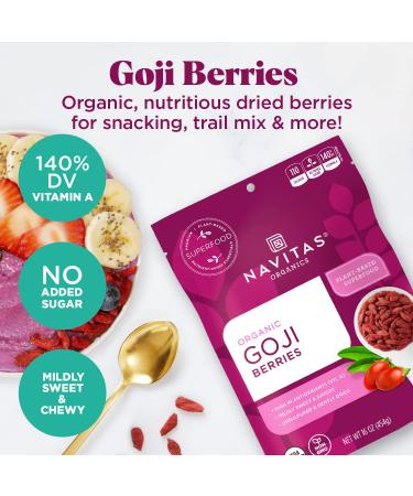 Navitas Organics Goji Berries 16 oz - Organic, Non-GMO, Sulfite-Free Superfood - Buy Online on SooperMarket.com