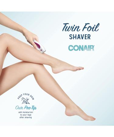 Conair Cordless Electric Dual Foil Shaver & Trimmer for Women - Body and Facial Hair Removal for Face, Ear/Nose, Eyebrows, Legs, and Bikini Lines - White/Pink - Buy Online on SooperMarket.com