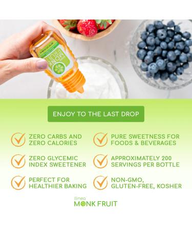 LLINEA Monk Fruit Sweetener - 2-Pack - 200 Servings, 6 Drops = 1 Tsp Sugar - Zero Calories, Carbs - Gluten-Free, Non-GMO - For Coffee, Tea, Smoothies & More - 2 Fl Oz - Buy Online on SooperMarket.com