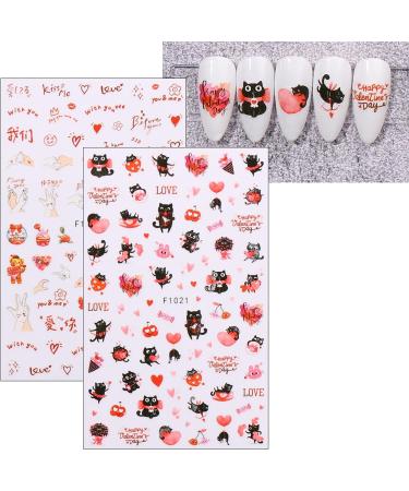 JMEOWIO 10 Sheets Valentines Day Heart Nail Art Stickers Decals Self-Adhesive Rose Love Nail Supplies Nail Art Design Decoration Accessories - Buy Online on SooperMarket.com