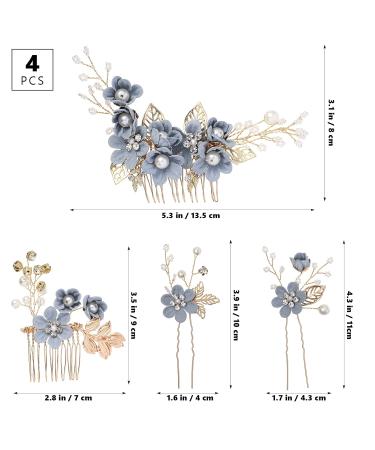 Toyvian 4pcs Rhinestone Hair Combs - Floral Bridal Headpiece with Crystals - Elegant Wedding & Evening Hair Accessories (Blue) - Buy Online on SooperMarket.com