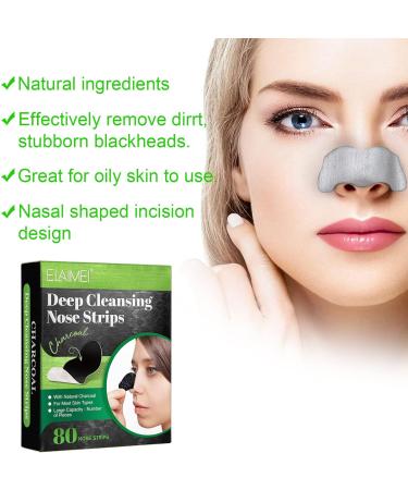 Nose Strips Blackhead Pore Strips Blackhead Remover-Deep Cleansing Charcoal Strips Nose Blackhead Remover Strips Black Head Remover Blackhead Pore Strips for Women Men(80pcs Black) - Buy Online on SooperMarket.com