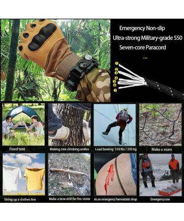 Daarcin 20-in-1 Survival Paracord Bracelet with Fire Starter, Compass, Whistle - Waterproof SOS Light, Adjustable - Ultimate Tactical Gear Set for Outdoor Adventures - 2pcs Black Upgraded - Gift for Kids & Men - Buy Online on SooperMarket.com