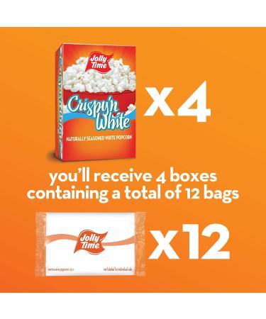 JOLLY TIME Natural Crispy N' White Microwave Popcorn - Low Calorie, Gluten Free - 4 Pack, 3 Count Boxes - Buy Online on SooperMarket.com