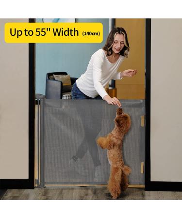 Retractable Baby Gate Mesh Baby Gate or Mesh Dog Gate 33" Tall Extends up to 55" Wide Child Safety Gate for Doorways  Stairs  Hallways  Indoor/Outdoor(Grey 33"x55" Gray 33x55 Inch - Buy Online on SooperMarket.com