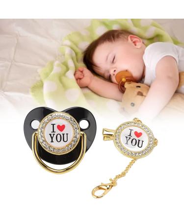 Bling Baby Pacifier Set - Non-Toxic & Healthy | 'I Love You' Design - Perfect for Parties | Stylish Loss-Prevention Features - Buy Online on SooperMarket.com