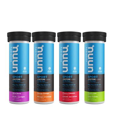 Nuun Sport + Caffeine: Electrolyte Drink Tablets | Mixed Flavour Pack | 40mg Caffeine | Hydration | 40 servings Mixed flavors 40 count (Pack of 1)