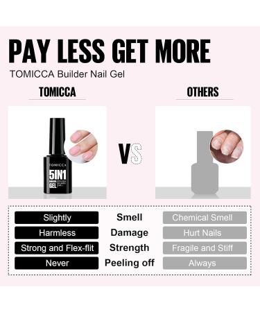 TOMICCA 5 in 1 Builder Nail Gel - 15ML Strengthening Light Pink UV Gel Polish for Hard Nails Tips & Extensions - Repair, Decoration, Easy to Shape - Buy Online on SooperMarket.com