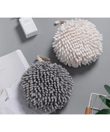 Sophie & Panda Fuzzy Ball Towel Set - White & Gray | Pack of 2 Decorative Bathroom Towels for Instant Hand Drying - Buy Online on SooperMarket.com
