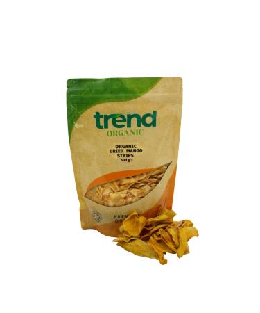 Trend Organic Mango Strips (Sun Dried & Untreated) Rich in fibre Vitamins and Natural Sweetness for a Nutritious and Delicious Snacks - Certified Organic Vegan Non-GMO No Additives Raw 500g