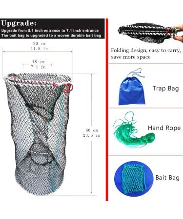 Drasry Portable Crab Trap Bait Net 23.6in x 11.8in - Collapsible Fishing Trap for Lobster, Crawfish, Shrimp - Black, 1 PCS - Buy Online on SooperMarket.com