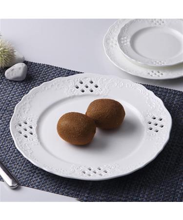 Dinnerware Dishes Plates Hollow Out Dessert Plate White Disc Home Kitchen Restaurant Coffee Shop Flat Plate Ceramic Fruit Plate Round Dinner Plate Dinner Restaurant Family Party Plates (Size : L) Large - Buy Online on SooperMarket.com