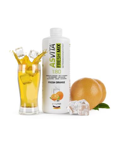 Asvita beverage concentrate Fresh Mix 1: 80-1 liter bottle - beverage syrup sugar -free - syrup for water 26 delicious flavors (fresh orange)
