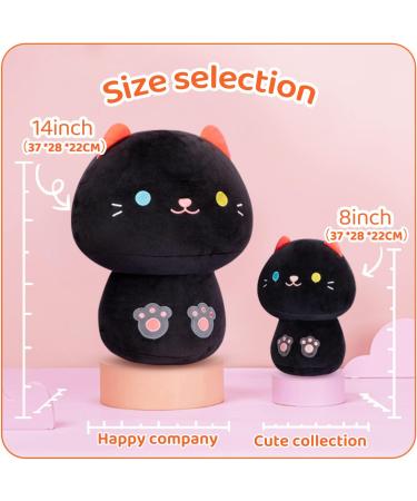 Mewaii 14'' Soft Black Cat Mushroom Plushie Stuffed Animal Pillow Toy | 14 Inch Squishy Plush - Buy Online on SooperMarket.com