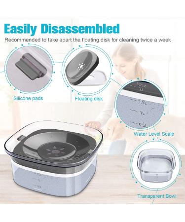 UPSKY 70oz No Spill Dog Water Bowl - Large Capacity Slow Feeder & Transparent Dispenser for Dogs and Cats - Travel-Friendly Design - Grey - Buy Online on SooperMarket.com