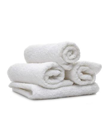 Atlas 12-Pack 100% Cotton Bulk Packed Washcloths Durable Lightweight Commercial Grade and Extra Absorbent 12x12 Inches - White - Ring Spun - Bulk Packed