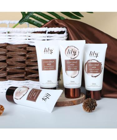Coconut Milk Spa Gift Basket for Women - 18pc Bath Set with Bombs, Bubble Bath, Shower Gel, Scrub & More - Buy Online on SooperMarket.com
