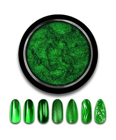 Christmas Green Chrome Nail Powder Mirror Effect Metallic Dust Holographic Glitter Glazed Manicure Decoration Reflective Pigment for DIY Gel Polish Nail Art Resin Craft Gifts christmasgreen