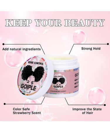 Goiple Strong Hold Edge Control Wax for Women - Non-greasy Smoother with Strawberry Scent (4oz) incl. Edge Brushes & Scarf - Buy Online on SooperMarket.com