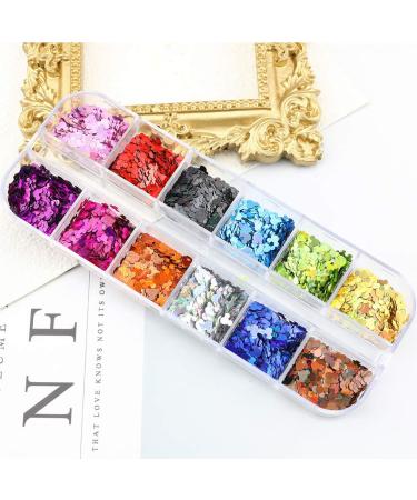 Holographic Nail Glitter Sequins 12 Colors | 3D Flake Nail Art Supplies for Decoration | Shiny Sparkle Designs for Acrylic Manicures - Mickey Charms - Buy Online on SooperMarket.com
