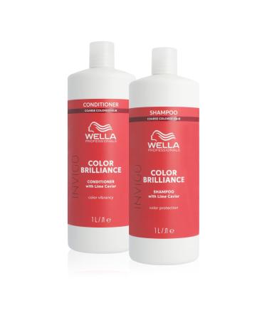 Wella Professionals Invigo Color Brilliance Coarse advantage set-professional hair care with vitamin E for thick colored hair-1 L shampoo 1 l conditioner shampoo 1l & conditioner 1l