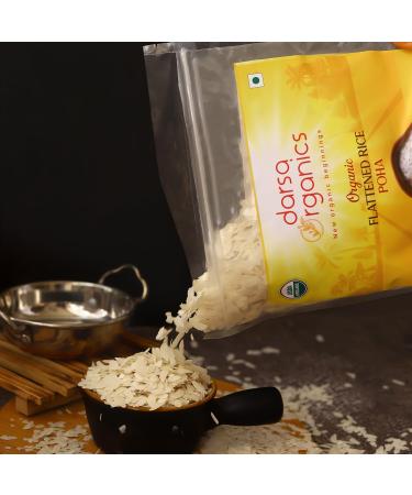 Darsa Organics Poha | 2 lb Resealable Zipper Bag | Flattened Rice with Fluffy Texture| USDA Organic | Non-GMO | Chemical-Free | Kosher - Buy Online on SooperMarket.com