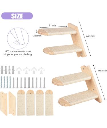 BEBOBLY Reversible Cat Climbing Shelf | Wall Mounted Cat Stairs Ladder | 4 Step | Eco-Friendly Sisal Rope | Perch Platform | Scratching Post | Activity Tree - Buy Online on SooperMarket.com