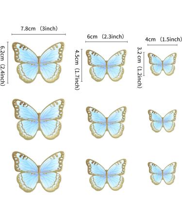 Blumomon 30-Piece 3D Butterfly Cake Topper Decorations | Blue & Gold Rim Cupcake Picks for Weddings Baby Showers & Birthday Parties - Buy Online on SooperMarket.com