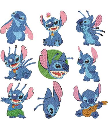 Junrife Cute Diamond Painting Stickers Kits for Kids Anime Craft Arts Set - Best Gifts for Children or Adult Beginners StitchStyle 9PCS