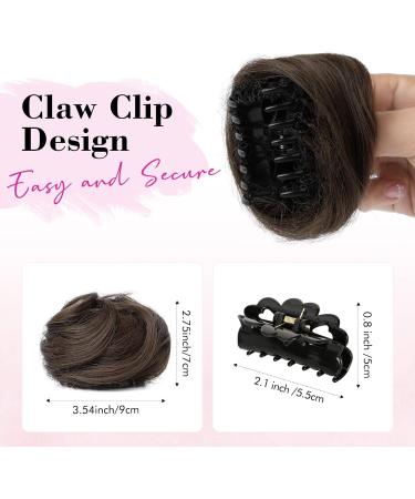 REECHO 2 PCS Mini Claw Clip in Messy & Cat Ears Hair Bun Extensions Wig Accessory Updo Hairpieces for Women Girls (Pack of 2-3.5" Wavy Dark Brown with Copper Highlights) Pack of 2 - 3.5" Wavy Dark Brown with Copper Highlights - Buy Online on SooperMarket.com