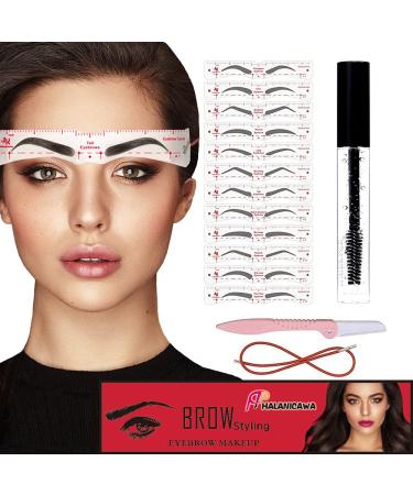 Eyebrow Stencil & Eyebrow Setting Gel  30 Eyebrow Shaper Kit  Reusable Eyebrow Template With Strap  Waterproof Eyebrow Repair Liquid  Brows Styling Brow Fix Gel Beauty Makeup
