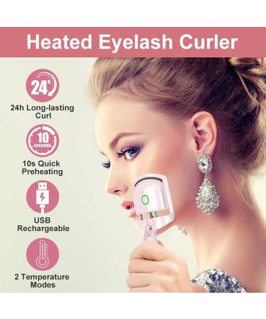 Buy Heated Eyelash Curler - Electric Rechargeable Rapid Heat-Up Long-Lasting Curls Sensing Heating Silicone Pad (Pink) - International Shipping Available - Buy Online on SooperMarket.com