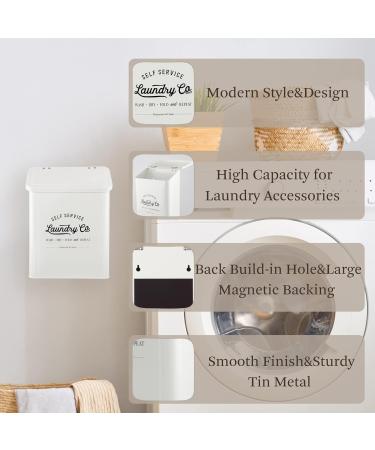 Magnetic Lint Bin for Laundry Room | Metal Trash Can with Lid | Farmhouse Lint Holder & Dryer Lint Brush - Stylish Storage Decor - Buy Online on SooperMarket.com