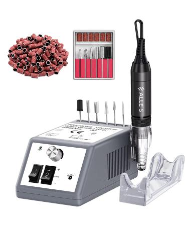 Nail Drill Electric Nail Files Professional Nail Drill 30000 RPM Efile Buffer Manicure Grinder Tools for Acrylic Nails with Nail Drill Bits Set and Sanding Bands (Grey) Grey 30000PRM