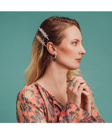 Bride Hair Clips - 2 Pcs Gold & Silver Rhinestone Letter Bobby Pins - Buy Online on SooperMarket.com