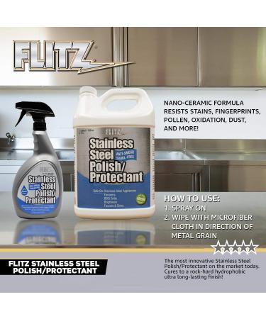 Flitz Stainless Steel Polish - Streak-Free Cleaner for Appliances - 32 oz | Protects Against Fingerprints - Best International Shipping - Buy Online on SooperMarket.com