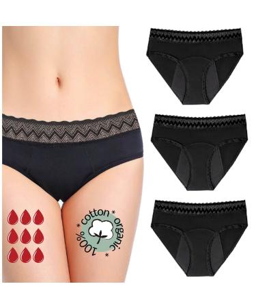 Noblood period underwear 2-3 tampons - washable - cotton - ecological - menstruation - underwear for the period - period - periode briefs - absorbing - girls - XXS / 3XL YUN -Pack XS