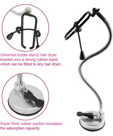 KUIKUI Hands-Free Hair Dryer Wall Holder with 360 Degree Rotation and Strong Suction Cup - Buy Online on SooperMarket.com