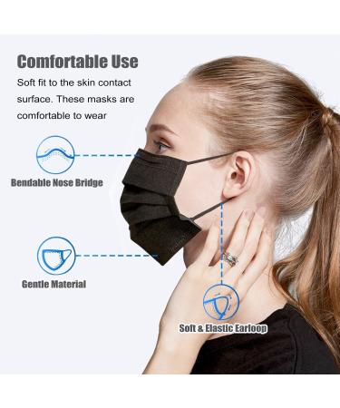 100 Pcs Black Disposable Face Masks - 3 Ply Protective Masks - Buy Online on SooperMarket.com