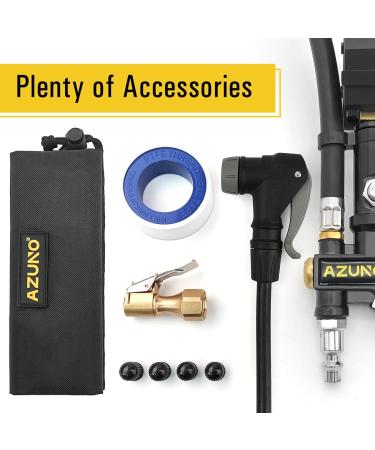AZUNO Bike Tire Inflator with Pressure Gauge - Universal Presta and Schrader Chuck for Bicycle Air Compressor - Buy Online on SooperMarket.com