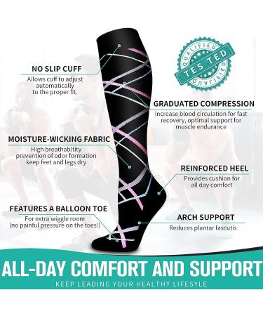 Copper Compression Socks for Women and Men | Medical Grade | Ideal for Running, Athletic, Nurses, and Travel | Large-X-Large Size | 03 Black/Red/Gray Design - Buy Online on SooperMarket.com