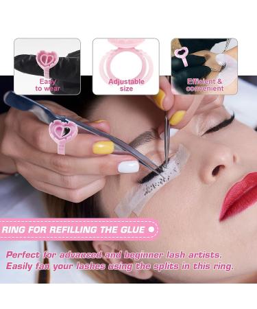 500pcs Pink Heart Shape Glue Rings for Eyelash Extensions - Disposable Smart Glue Cups by Narkysus - Buy Online on SooperMarket.com