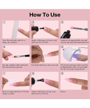 Morovan Poly Gel Nail Kit for Beginners - Pink Nude Poly Gel Nail Kit with UV Lamp | Professional Nail Extension Starter Kit with French Nail Art - Buy Online on SooperMarket.com