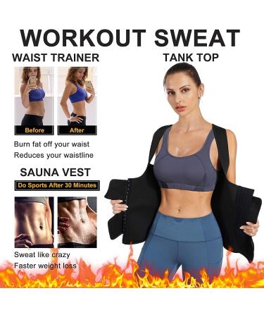 KUMAYES Sauna Vest for Women - Neoprene Slimming Corset Waist Trainer & Shapewear Tank Top - Body Shaper in Black - International Shipping Available - Buy Online on SooperMarket.com